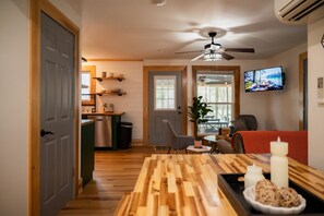 Gather in the cabin’s comfortable living space for laughter, conversation and a relaxed night in after the day’s adventures.
