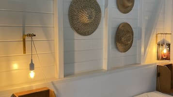 1 bedroom, desk, iron/ironing board, travel crib