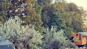 A rustic building with a corrugated metal roof, surrounded by mature trees and a well-maintained lawn. - The World of Echozellia - Loft Z (Saint-Germain-des-Champs)