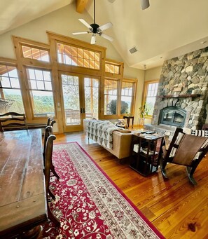 Smart TV, fireplace, video games, DVD player