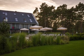 2 indoor pools, seasonal outdoor pool, pool umbrellas, pool loungers