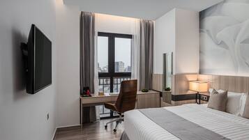 In-room safe, desk, laptop workspace, soundproofing