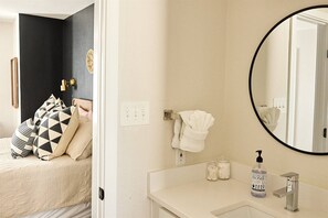 Combined shower/tub, hair dryer
