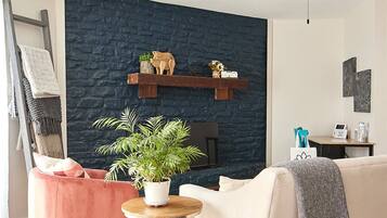 TV, fireplace, stereo