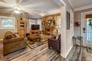 Smart TV, chimenea y reproductor de DVD 