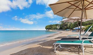 On the beach, beach towels