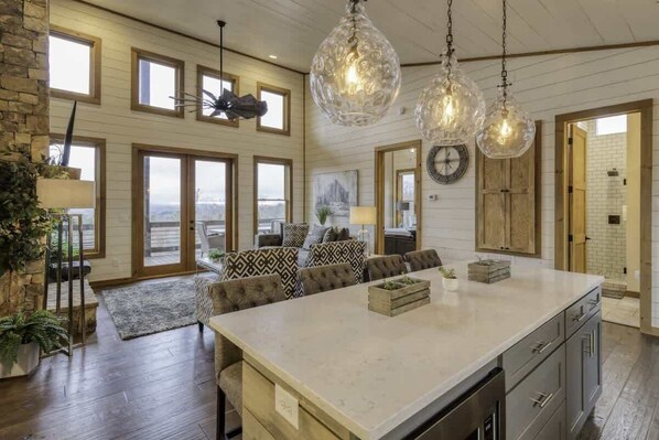 Interior - Luxury Blue Ridge Cabin • Pool, Hot Tub, Views (Mineral Bluff)