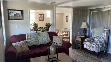 Smart TV, fireplace, DVD player, foosball