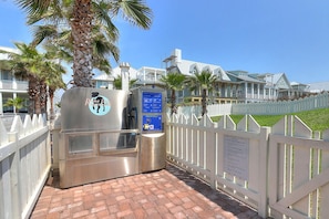 Enter a dog-friendly beachfront haven with access to the coast.