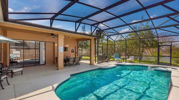 Outdoor pool, sun loungers