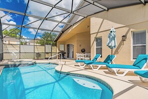 Outdoor pool, sun loungers