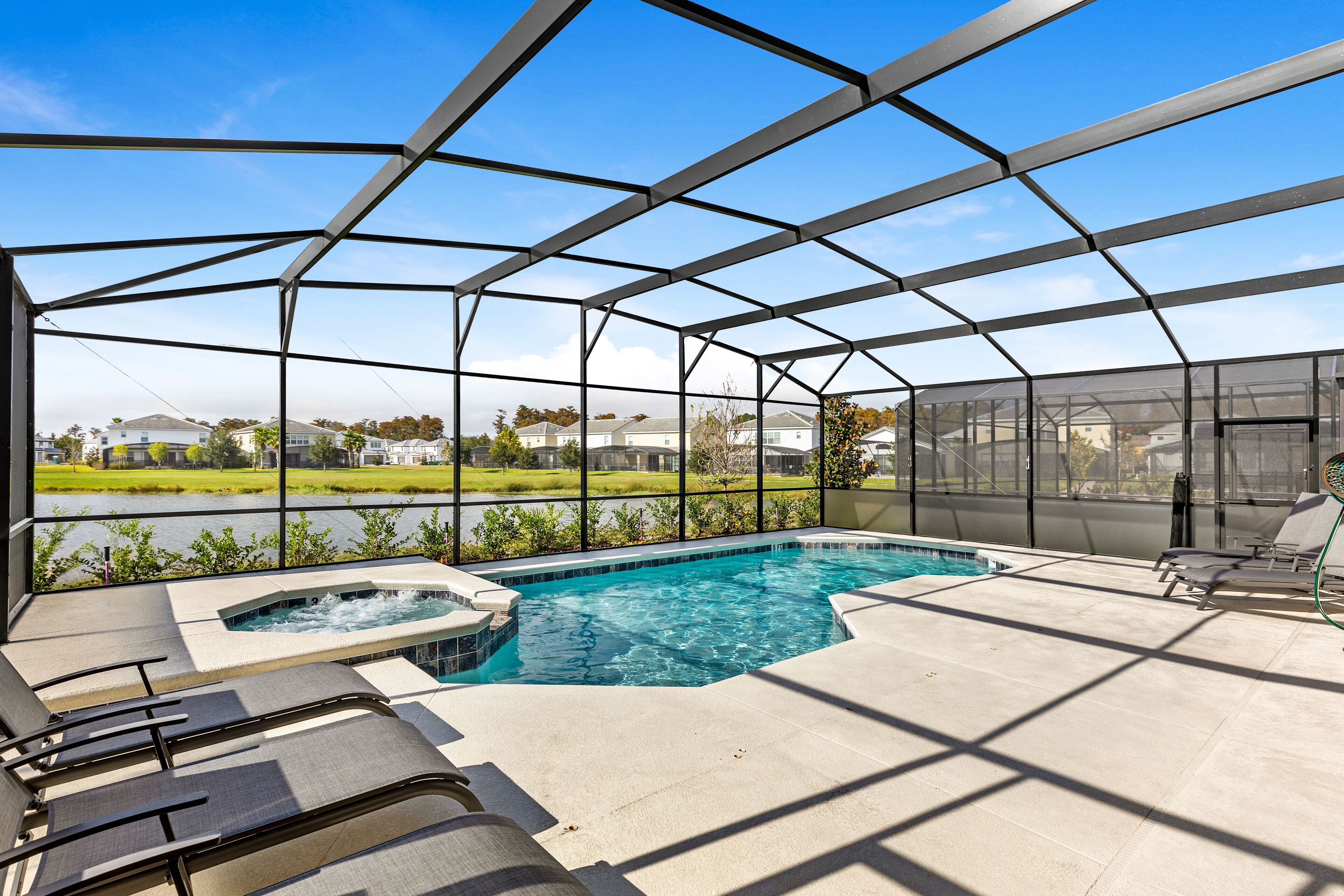 Outdoor pool, sun loungers