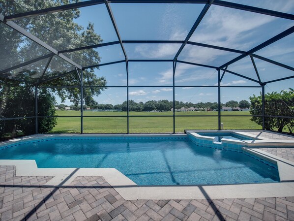 Outdoor pool, pool loungers