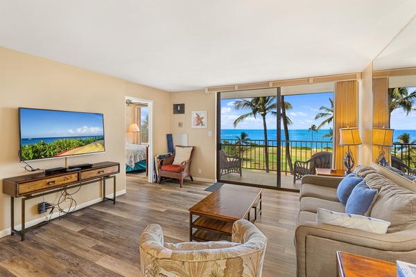 Condo, Multiple Beds, Ocean View (#535 - No Pets) | Living area | TV