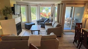 TV, fireplace, offices