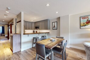 Dining - Modern condo steps to gondola & lake w/ view & patio - in heart of everything (Avon)
