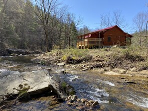 Exterior - New 2/2 Log Cabin, Rushing Trout Stream, Hot Tub, Fireplace, 8 acres, WiFi (Deep Gap, NC)