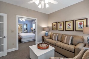 2 bedrooms, laptop workspace, iron/ironing board, bed sheets