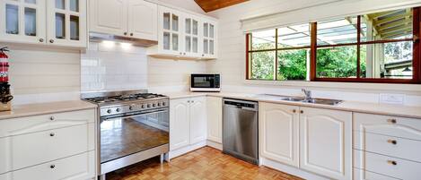 Fridge, microwave, oven, coffee/tea maker