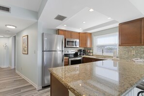 Fridge, microwave, oven, stovetop - 🌴 Unit 101 at Gulf Gate – Beach View Comfort for Up to 4 Guests (St Pete Beach)