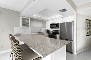 Fridge, microwave, oven, stovetop - 🌴 Unit 303 at Gulf Gate – Gulf-Front Comfort for Up to 4 Guests (St Pete Beach)