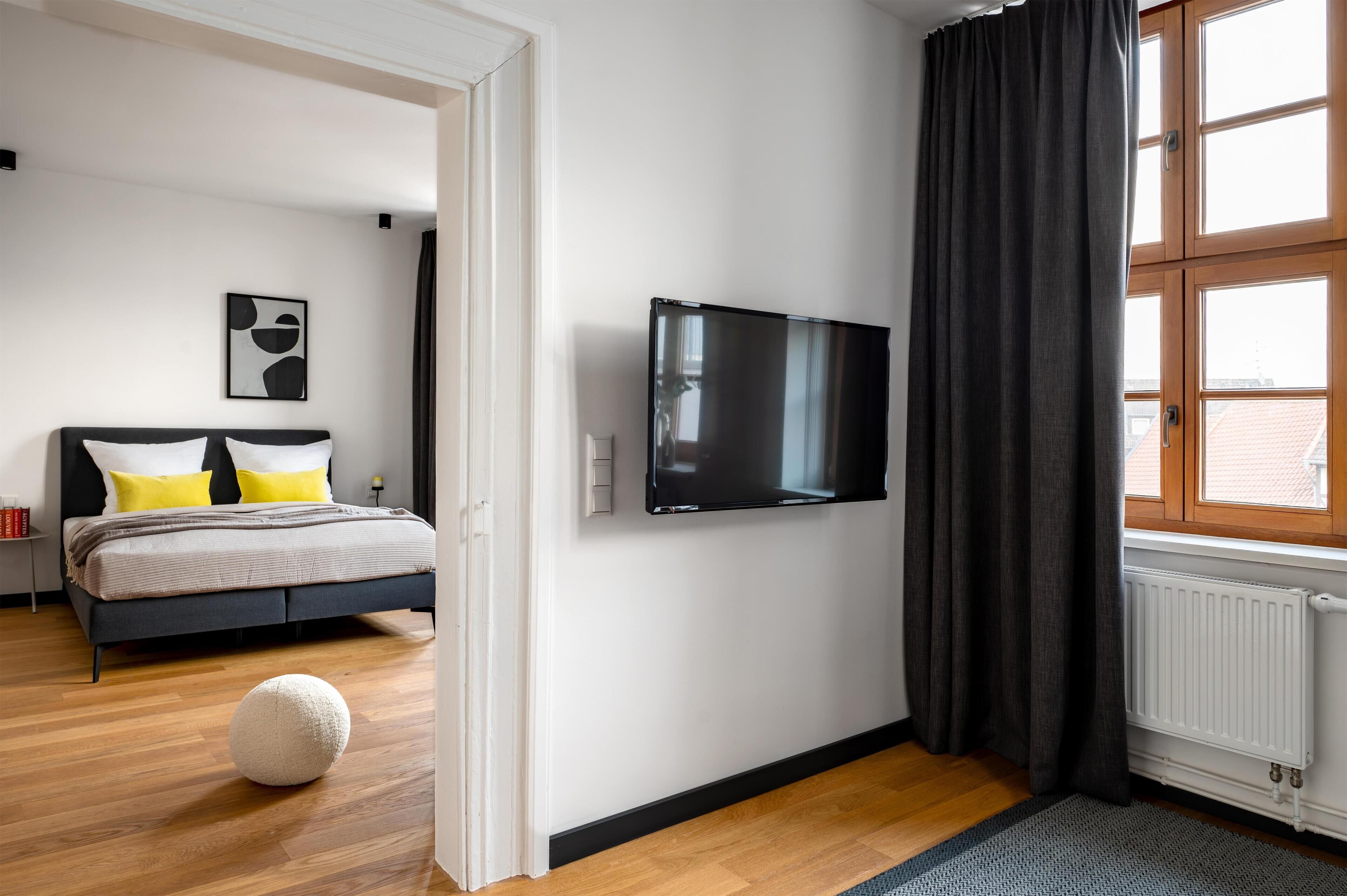 In-room safe, desk, laptop workspace, blackout curtains