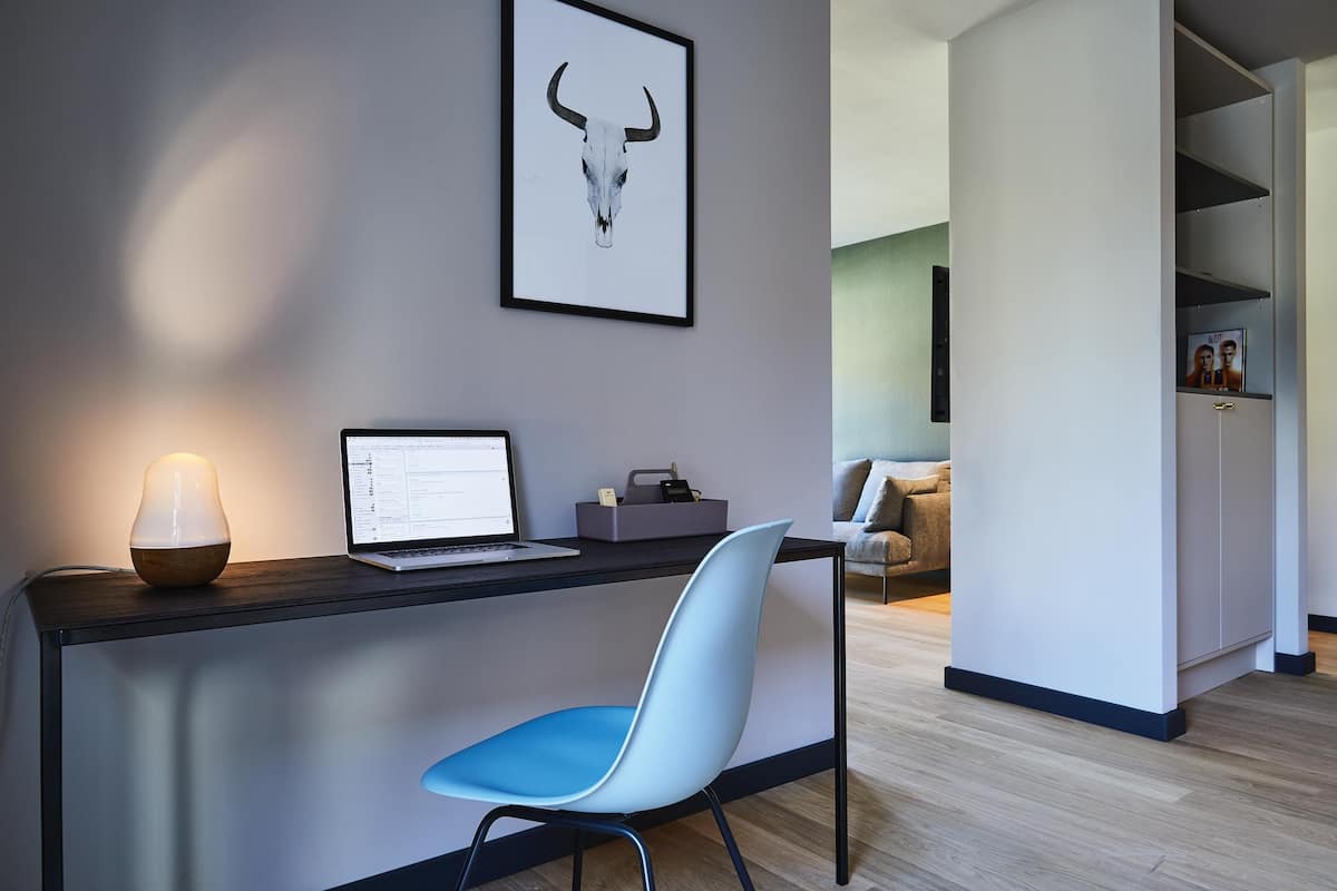 In-room safe, desk, laptop workspace, blackout drapes