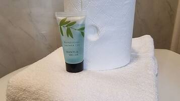 Free toiletries, hair dryer, towels