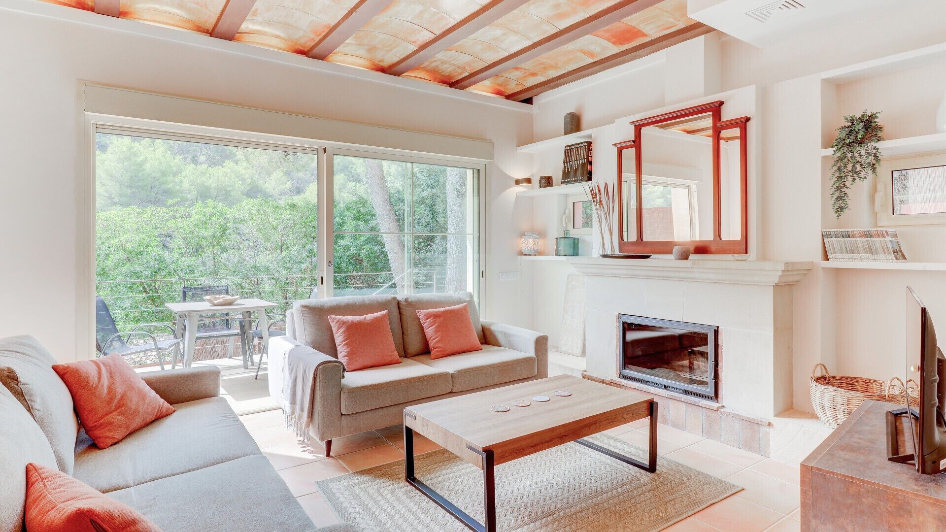 Télévision, cheminée