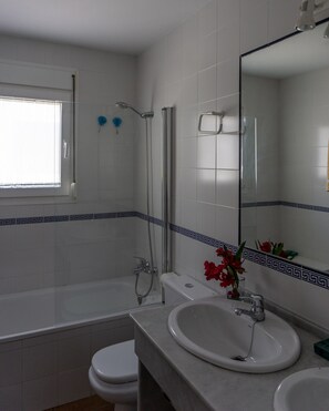 Baignoire, sèche-cheveux, serviettes fournies