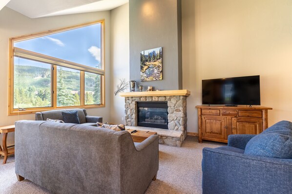 Televisión y chimenea 