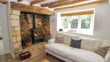Cottage | Living area | Fireplace, DVD player