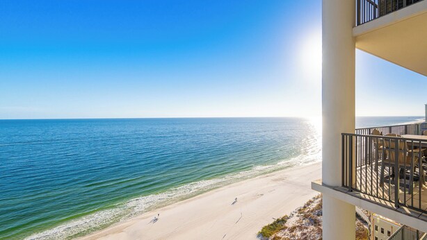 A beachfront balcony with a view of the ocean. - Oasis 1704 - Beach Front Elegance (Orange Beach)