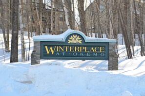 Experience the thrill of skiing at Winterplace, a renowned ski resort with a rustic stone structure.