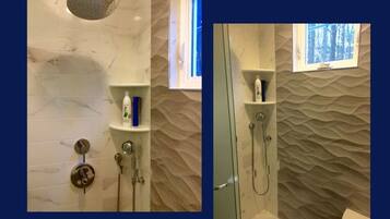Ensemble douche/baignoire, sèche-cheveux, serviettes fournies