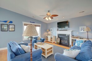 TV, fireplace, DVD player, table football