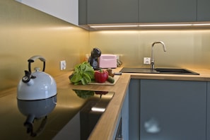 Business Apartment | Private kitchen | Fridge, oven, stovetop, electric kettle - P&O Apartments Gdańska (Warsaw)