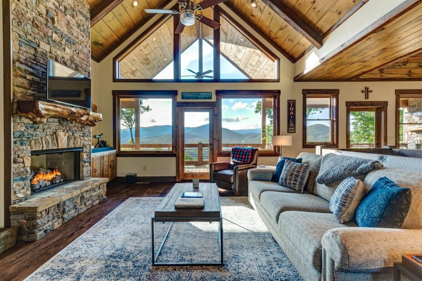 Smart TV, chimenea y reproductor de DVD 