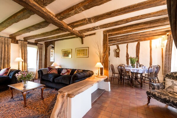 Smart TV, fireplace, DVD player, books