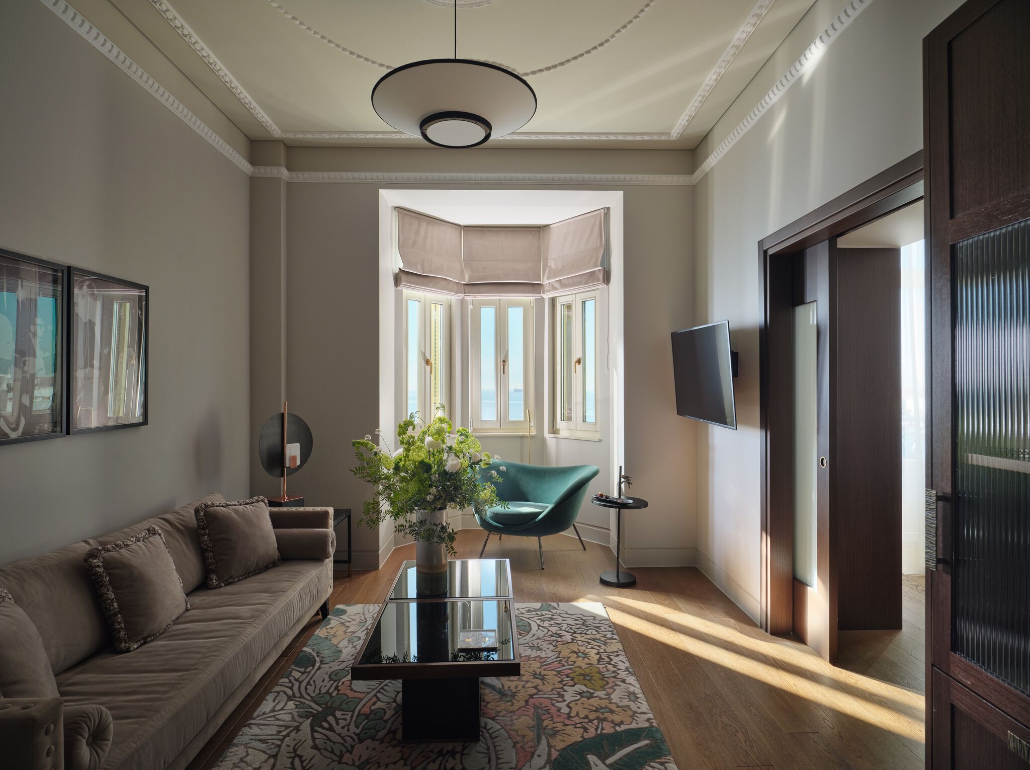 Mediterranee Grand Suite Sea Front | Living area | 40-inch LED TV with satellite channels, TV
