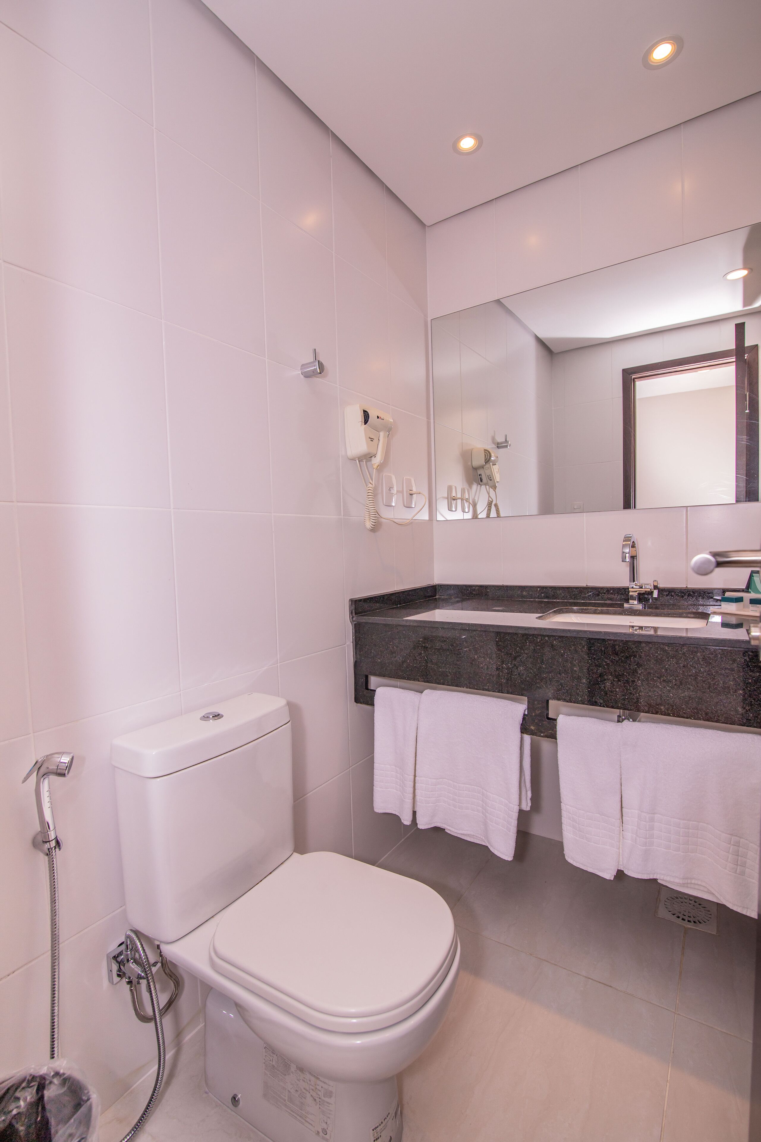 bathtub, free toiletries, hair dryer, towels