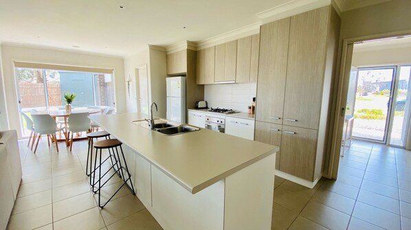 Fridge, microwave, dishwasher, toaster