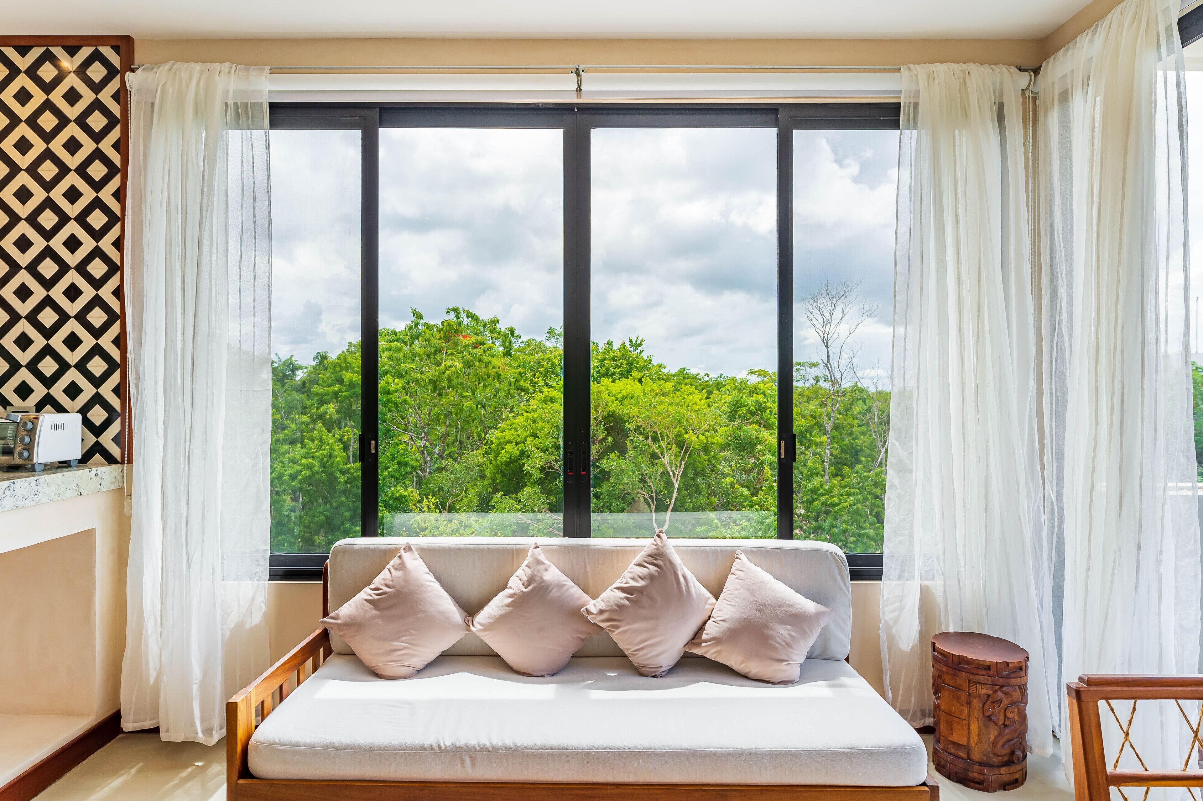 50-inch flat-screen TV with cable channels, TV