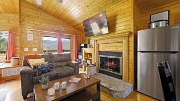 Télévision, cheminée, espaces bureaux