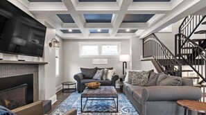 Smart TV, fireplace, video games, books