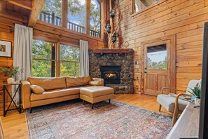 Smart TV, fireplace, foosball, books