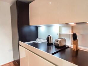 Fridge, microwave, oven, dishwasher