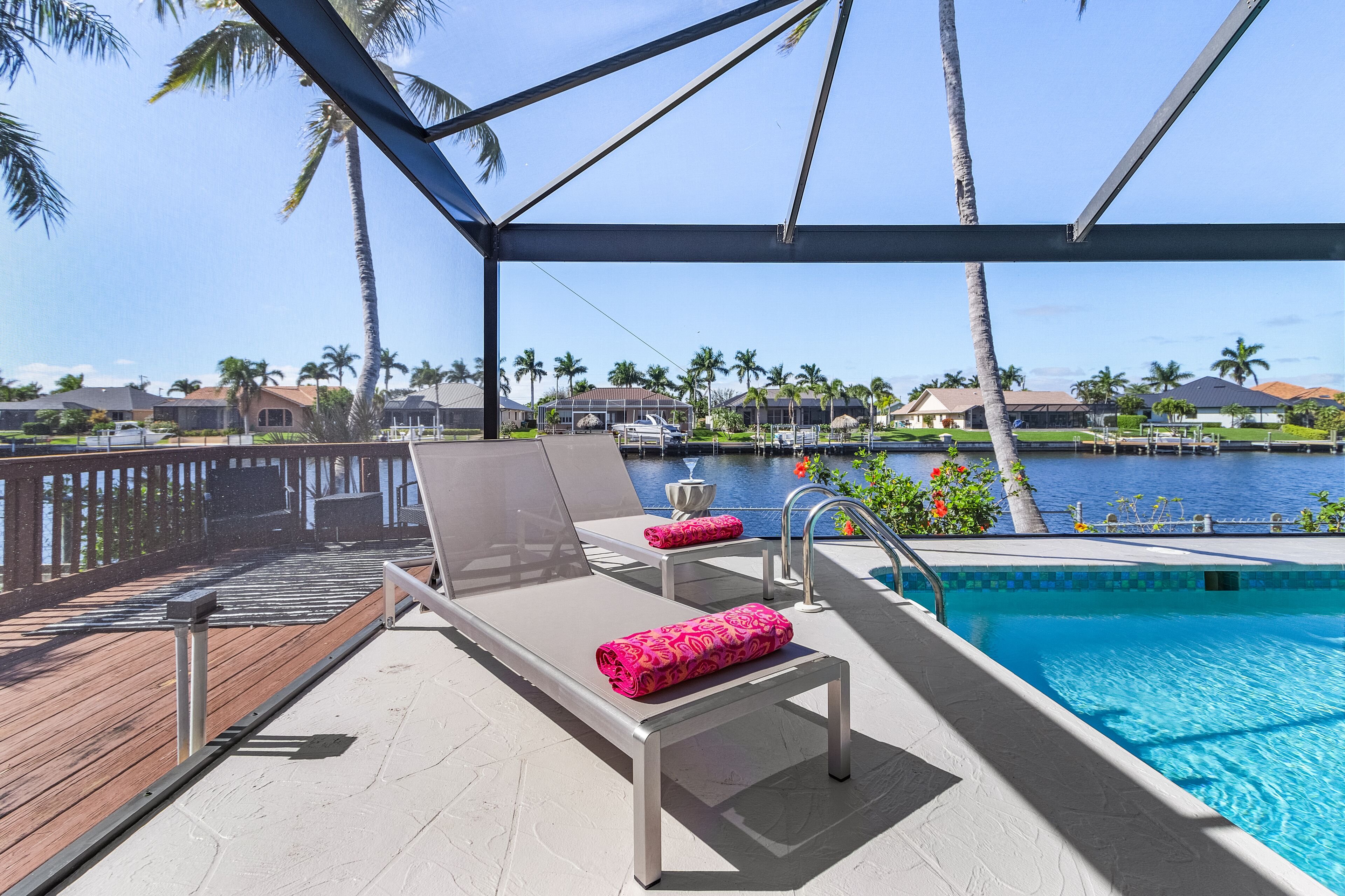Dock overlooking Canal, Kayaks, Hot Tub, Large Pool - The Palms - Roelens Vacations