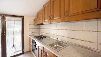 Fridge, oven, stovetop, cookware/dishes/utensils