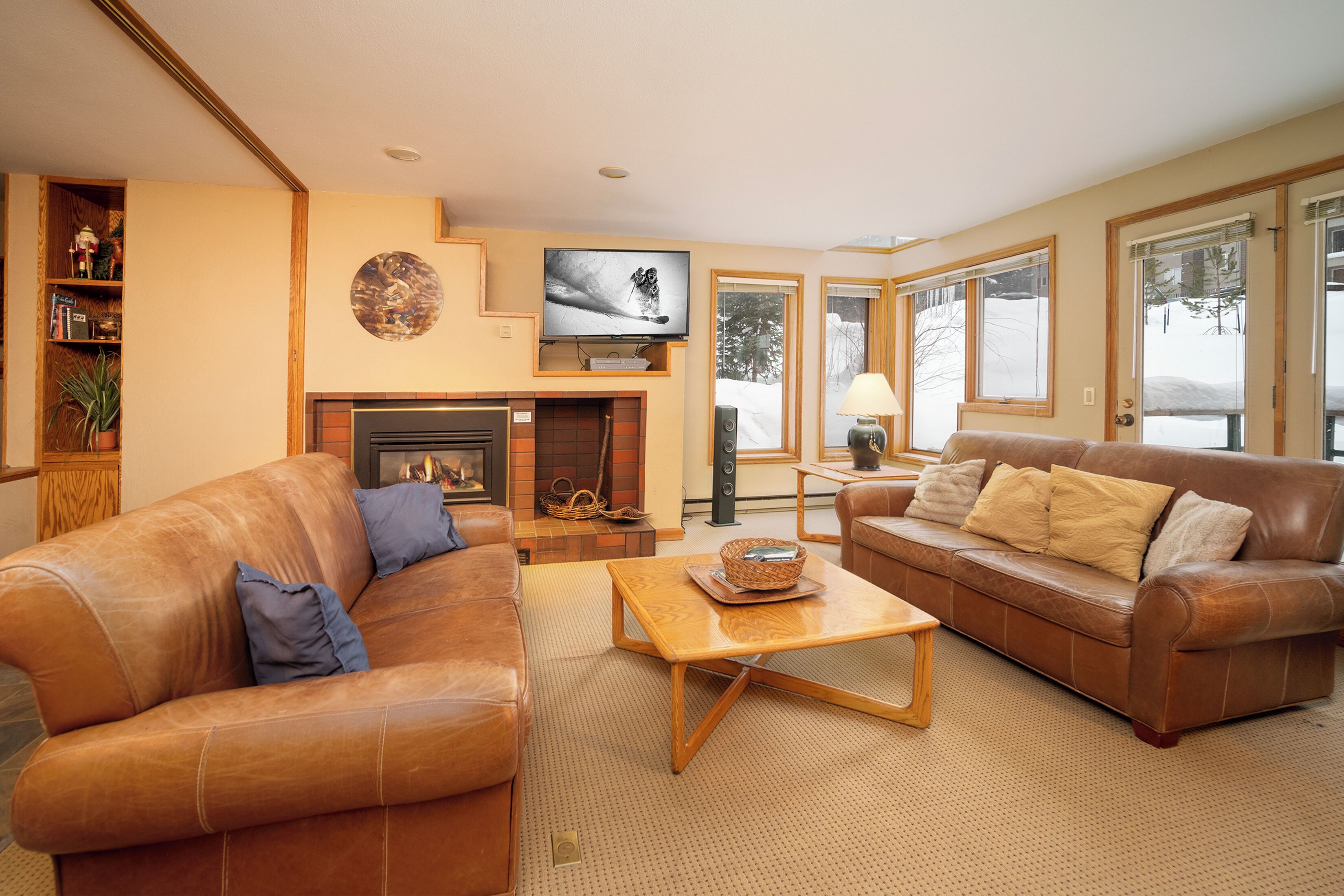 Télévision, cheminée, lecteur de DVD